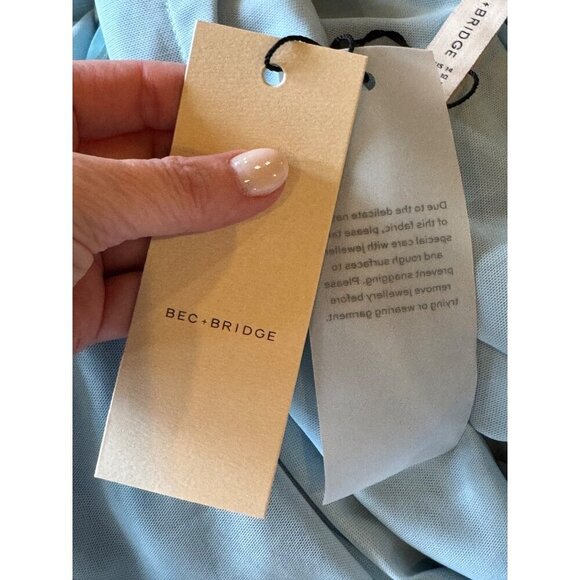 Bec+Bridge Dress Women 10 Dolphin Blue  Elzette Strapless Asymmetric Midi NWT‎ - Picture 11 of 14